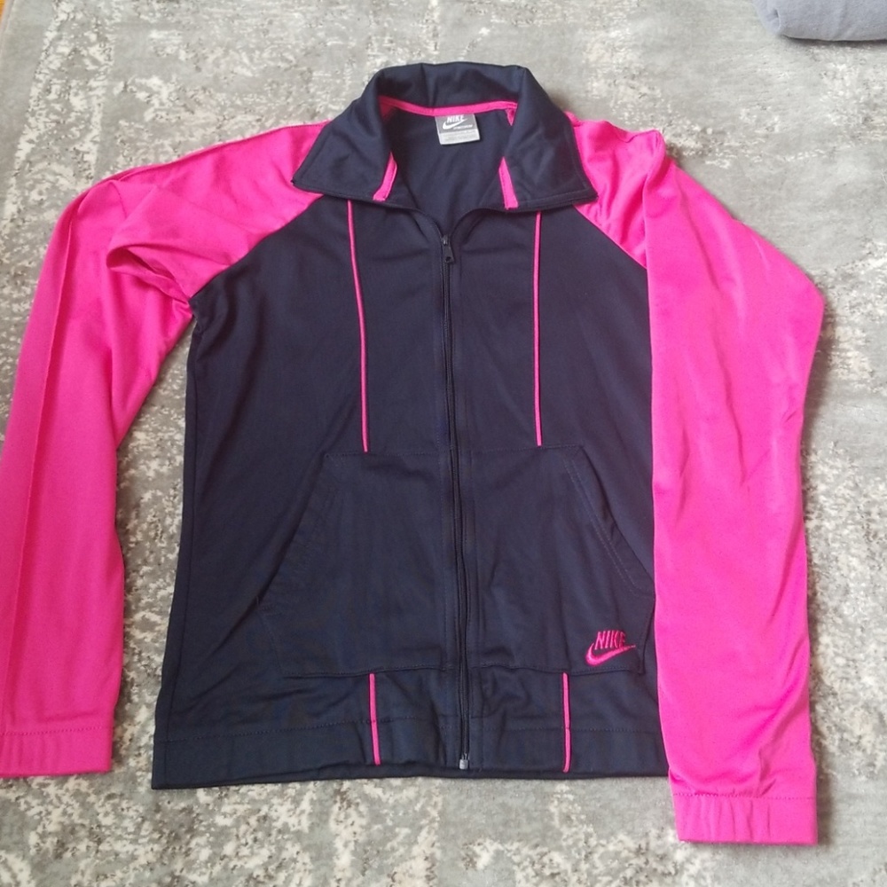 NIKE lightweight zip jacket navy & pink